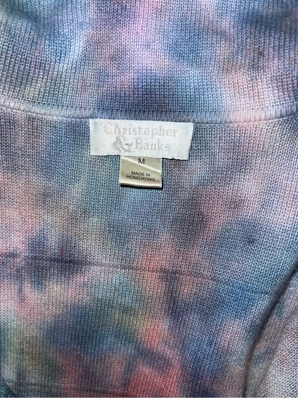 Artisan Tie Dye Ribbed Knit Cardigan Jacket Button Up Navy Hippie Boho Size M - Picture 11 of 12